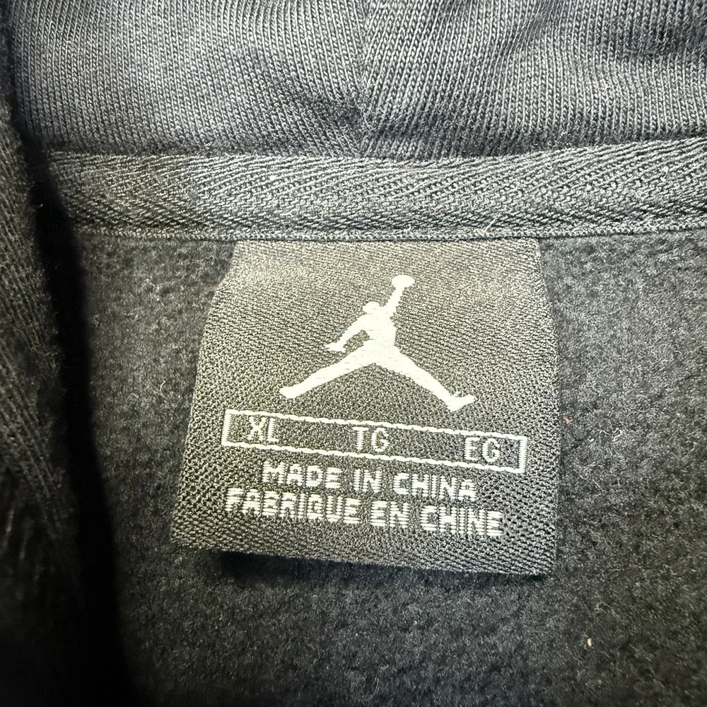 Y2K Jordan Hoodie Full Zip Black Mens XL Spellout Jacket Jump Man Logo‎